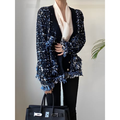 tweed knit cardigan /2color　NK2513