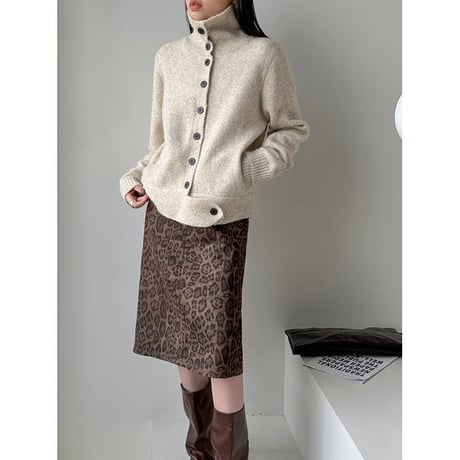 high neck knit cardigan /2color　NK2607