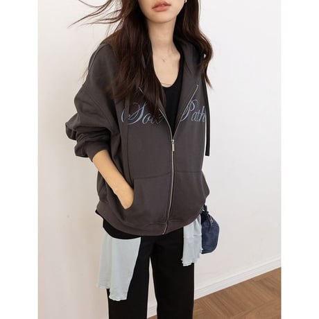 embroidered zip-up hoodie　NK2630