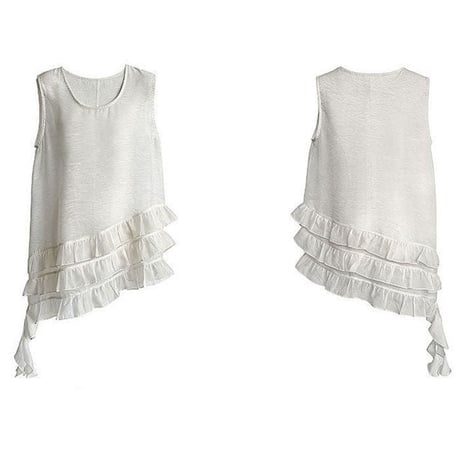 tiered ruffle sheer vest /2color　NK2290
