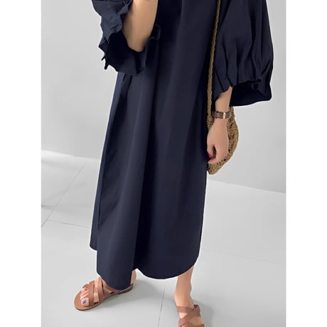v neck volume sleeve dress　NK2461