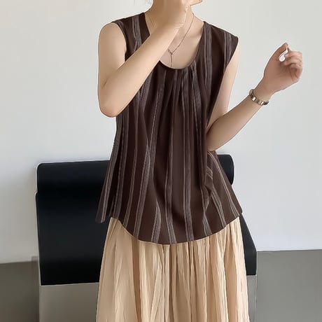 back button stripe sleeveless /3color　NK2403