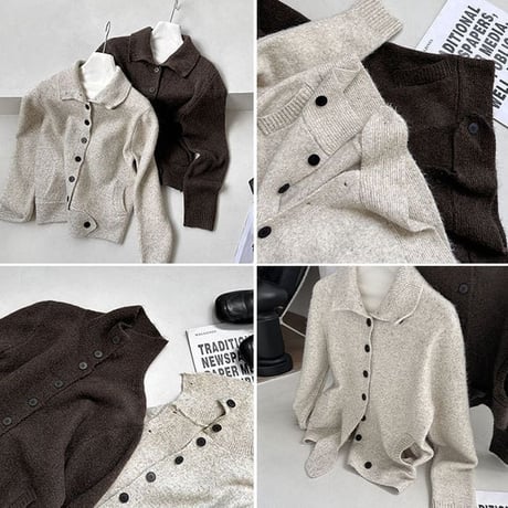 high neck knit cardigan /2color　NK2607