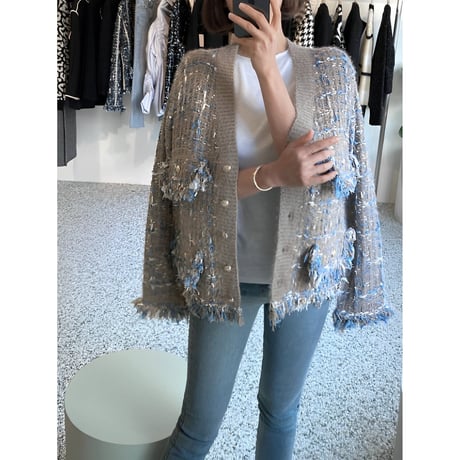 tweed knit cardigan /2color　NK2513