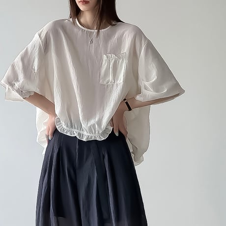 frill hem relaxed blouse /3color　NK2406