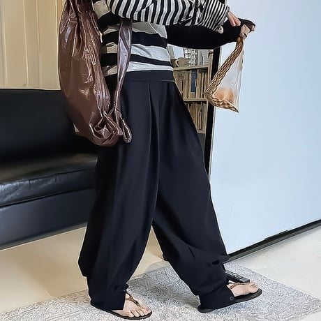 button hem easy balloon pants /2color　NK2389