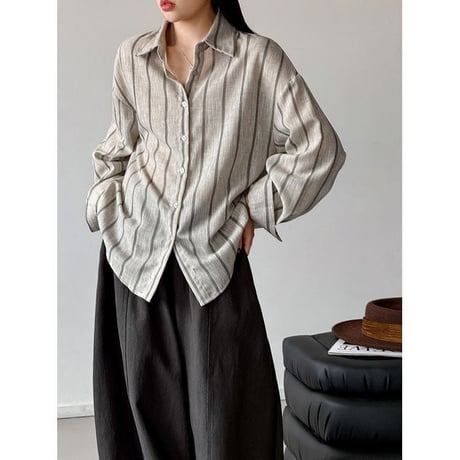 stripe relaxed loose shirt /2color　NK2655