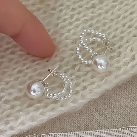 double hoop pearl studs　NK2350