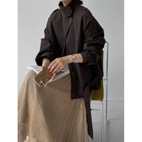 stand collar belt jacket /2color　NK2769