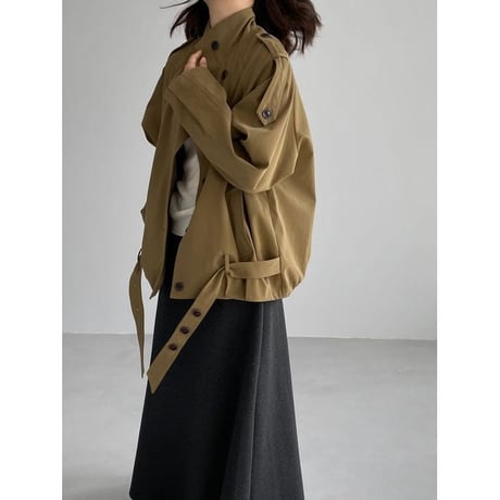 stand collar belt jacket /2color　NK2769