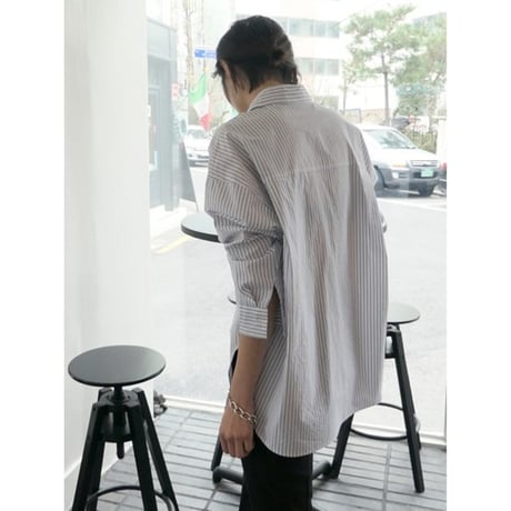 stripe side slit long shirt　NK2676
