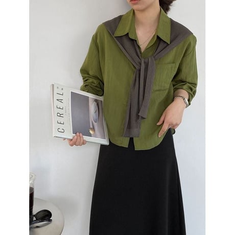 knit shawl loose shirt set /2color　NK2656