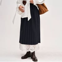 lace hem stripe skirt　NK2642