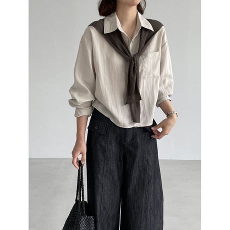 knit shawl loose shirt set /2color　NK2656