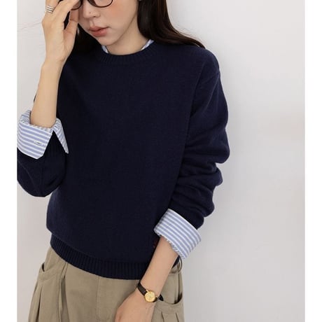 embroidered label knit pullover　NK2603