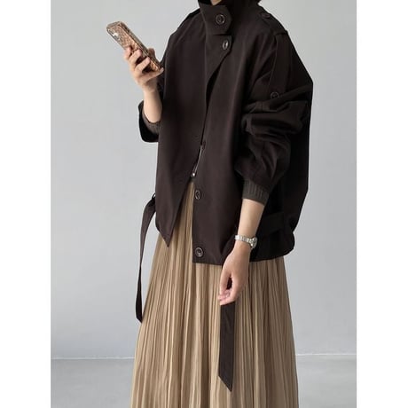 stand collar belt jacket /2color　NK2769