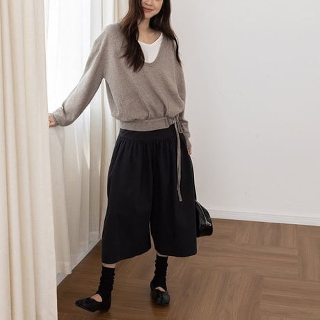 ribbon hem wide neck pullover　NK2620