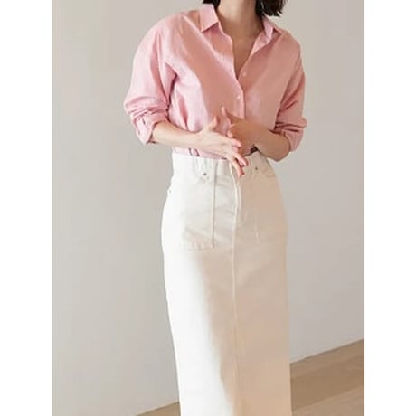 natural linen blend long shirt /2color　NK2515