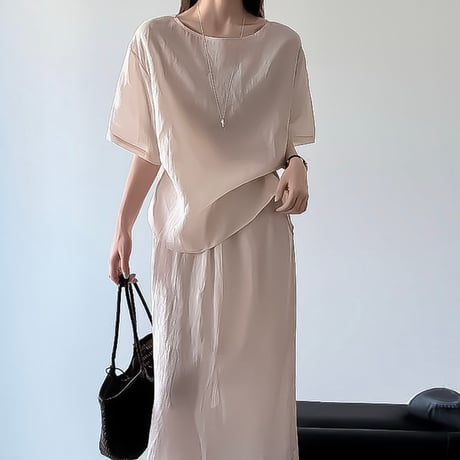 back ribbon relaxed blouse /3color　NK2397