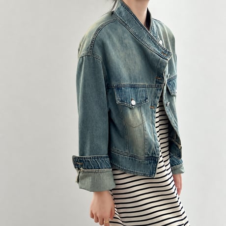 stand collar denim jacket　NK2496