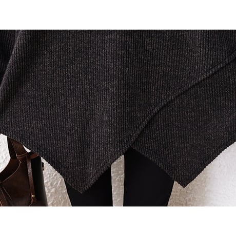 asymmetric hem v-neck knit　NK2684