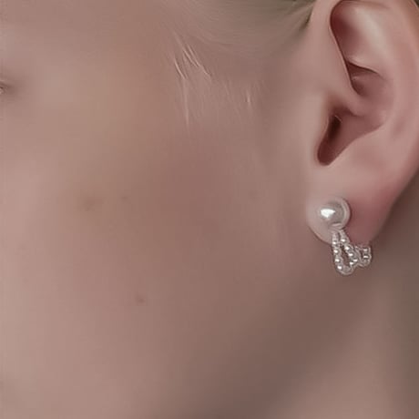 double hoop pearl studs　NK2350