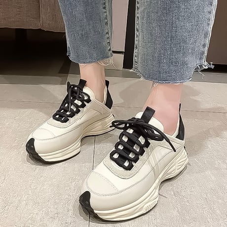 chunky sole contrast sneakers /2color　NK2218