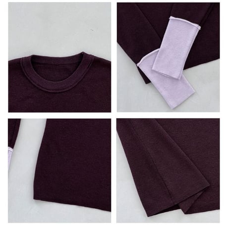 color block cuff knit top /4color　NK2766