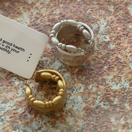 textured wide open ring /2color　NK2320