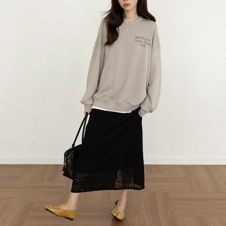 back slit textured skirt /2color　NK2590