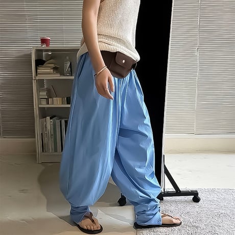 button hem easy balloon pants /2color　NK2389