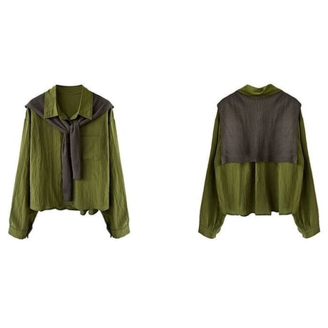 knit shawl loose shirt set /2color　NK2656