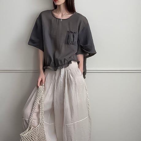 frill hem relaxed blouse /3color　NK2406
