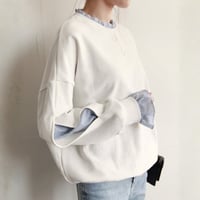 sweat shirt stripe blouse docking pullover /2color　NK2694