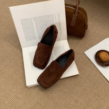square toe suede-like flat shoes /3color　NK2702