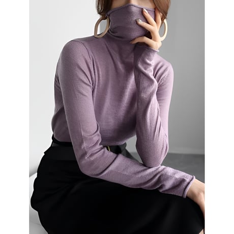 thin high neck knit top /7color　NK2681