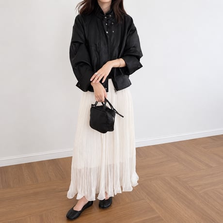 stand collar leather jacket /2color　NK2563