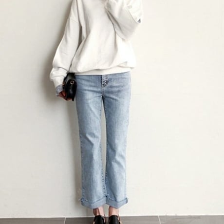 sweat shirt stripe blouse docking pullover /2color　NK2694
