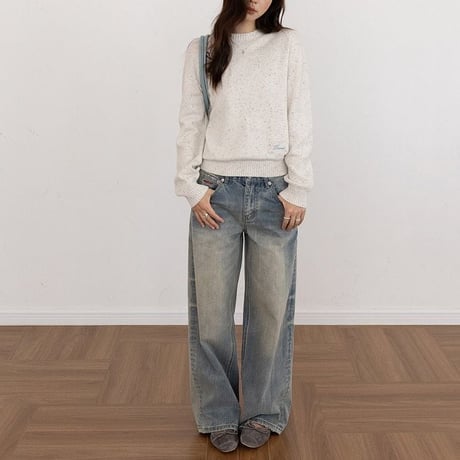 embroidered label knit pullover　NK2603