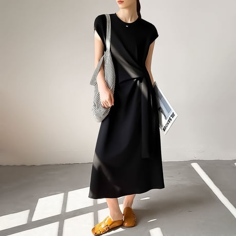 twist knot relaxed maxi dress /2color　NK2394