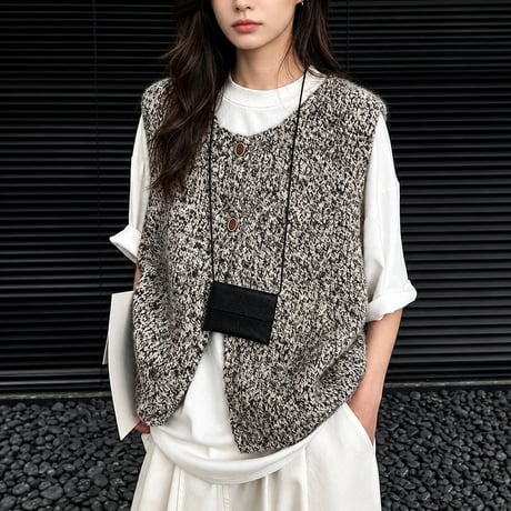 nuance color knit vest　NK2565