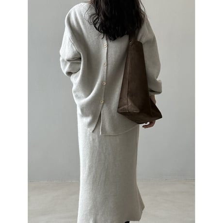 back button knit skirt set up /2color　NK2686