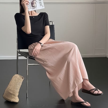 relaxed straight maxi skirt /4color　NK2398