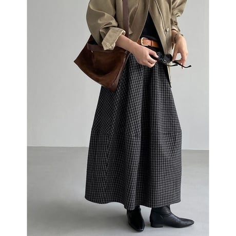 check print long skirt　NK2648
