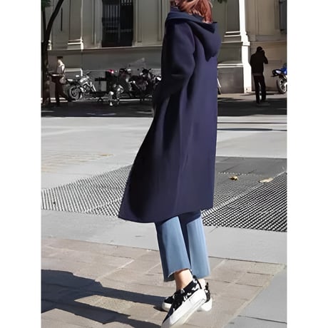 hooded long knit cardigan　NK2678
