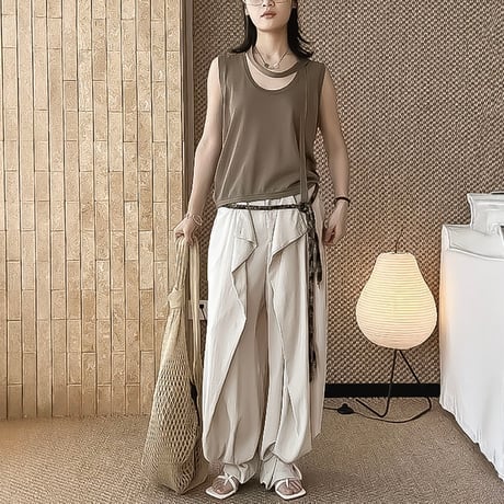 scarf neck knit tank top /4color　NK2388