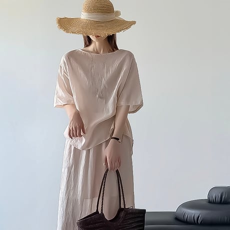 back ribbon relaxed blouse /3color　NK2397