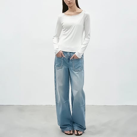 asymmetric layered long sleeve tee /2color　NK2339