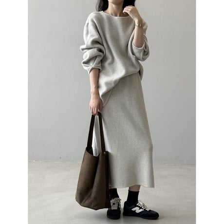 back button knit skirt set up /2color　NK2686