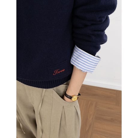 embroidered label knit pullover　NK2603